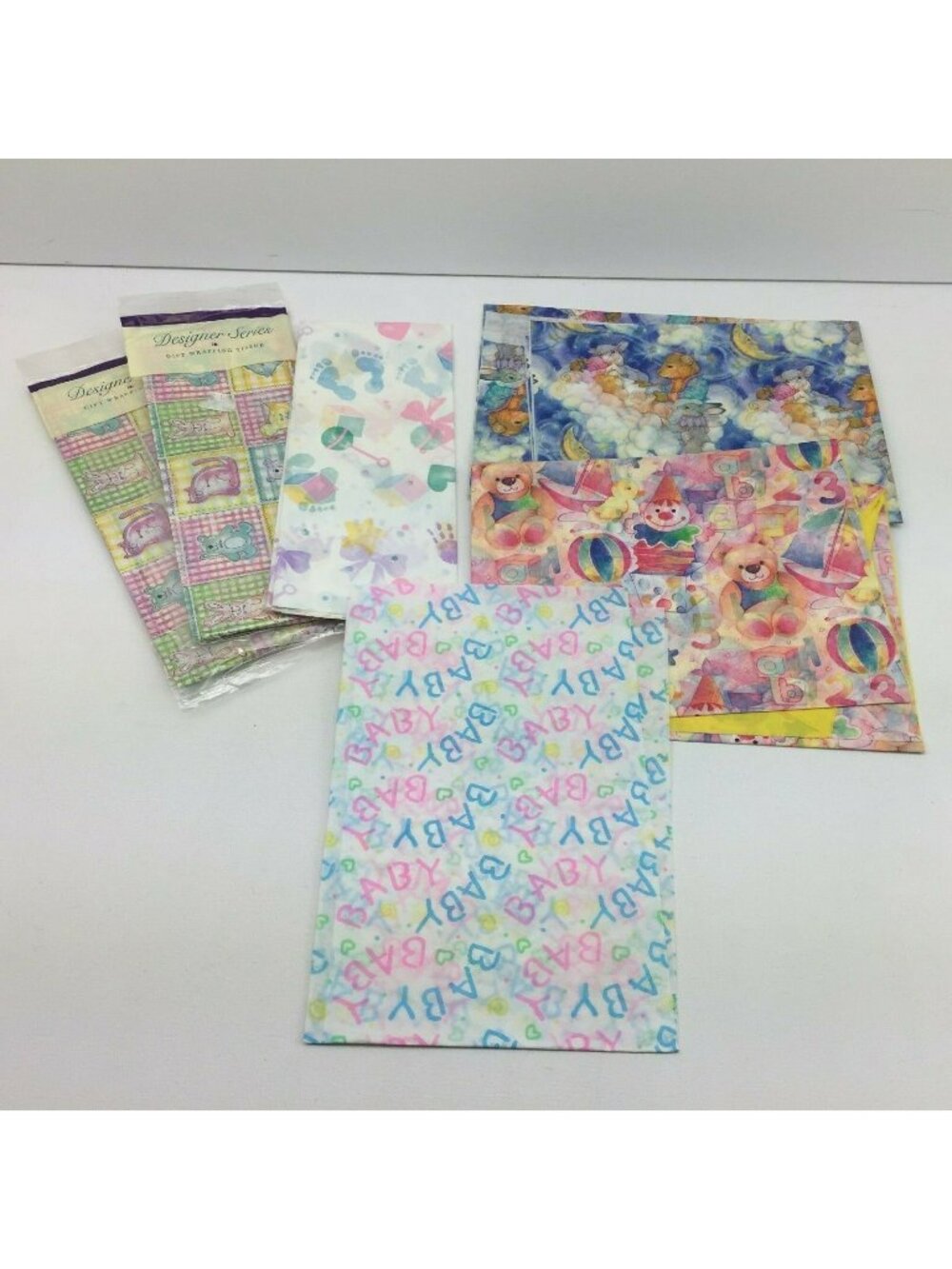VTG Pattern Tissue Paper Present Gift Wrapping Baby Shower Gender Reveal Toys
